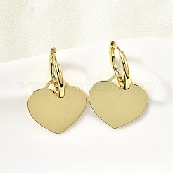 Brass Heart Hoop Earrings&nbsp;EJEW-L261-022G