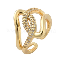 Brass Micro Pave Cubic Zirconia Adjustable Cuff Rings&nbsp;RJEW-C130-02G