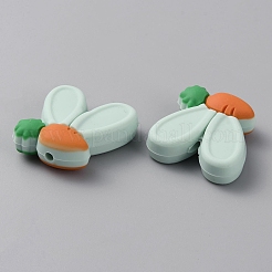 Rabbit Ears with Carrot Food Grade Eco-Friendly Silicone Focal Beads&nbsp;SIL-SZC0003-05K