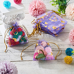50Pcs Heart Printed Organza Bags&nbsp;OP-TADJ0001-01D