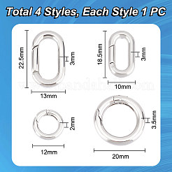 4Pcs 4 Styles 304 Stainless Steel Spring Gate Rings&nbsp;STAS-UN0051-09