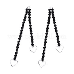 Brass Pave Rhinestone Chain with Heart Big Pendants&nbsp;KK-N216-420-02P