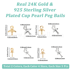 40Pcs 8 Styles Brass Cup Pearl Peg Bails Pin Pendants&nbsp;KK-BBC0023-56