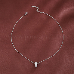 Brass Micro Pave Clear Cubic Zirconia Column Pendant Necklaces for Women&nbsp;WG8FC33-02