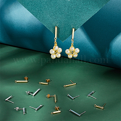 40Pcs 4 Style 304 Stainless Steel Rectangle Stud Earring Finding&nbsp;STAS-UN0056-72