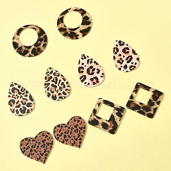 10Pcs 5 Styles Leopard Pattern Opaque Acrylic Pendants&nbsp;SACR-FS0001-33