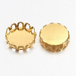Brass Lace Edge Bezel Cups&nbsp;KK-C1764-3-G