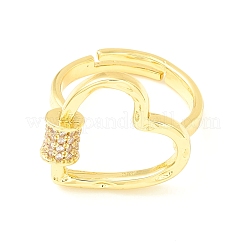 Clear Cubic Zirconia Open Heart Adjustable Ring for Women&nbsp;ZIRC-P096-01G