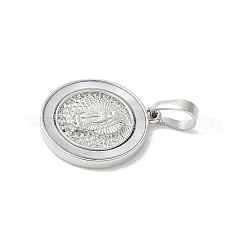 Brass Pave Natural White Shell Pendants&nbsp;KK-S522-06C-P