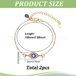 2Pcs Evil Eye Alloy Enamel Charm Bracelets&nbsp;BJEW-ME00006