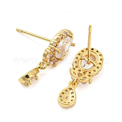 Glass Teardrop Dangle Stud Earrings&nbsp;KK-C031-19G