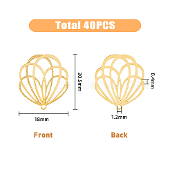 40Pcs Rack Plating 201 Stainless Steel Filigree Pendants&nbsp;STAS-HY0001-06