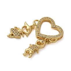 Brass Micro Pave Cubic Zirconia Pendants&nbsp;KK-M319-08G
