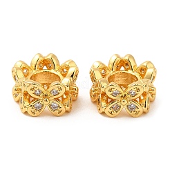 Brass Micro Pave Cubic Zirconia European Beads&nbsp;KK-I705-19G