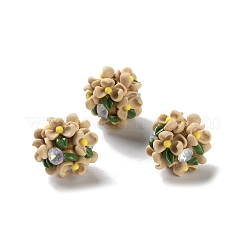 Luminous Polymer Clay Rhinestone Floral Ball Beads&nbsp;CLAY-U002-01A