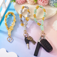 3Pcs Cotton Braided Flower Pendant Decorations&nbsp;AJEW-TA0002-72B