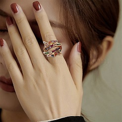 Hug Hand Fingers Cubic Zirconia Cuff Ring&nbsp;X1-RJEW-T016-35G-01