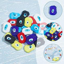 24Pcs 6 Colors Handmade Evil Eye Lampwork Beads&nbsp;LAMP-NB0001-77