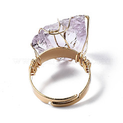 Adjustable Natural Amethyst Finger Rings&nbsp;RJEW-T019-02G-KC