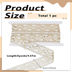 5 Yards Polyester Embroidery Lace Ribbon with Paillette&nbsp;OCOR-LP0003-09B