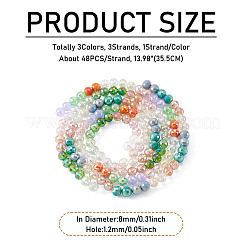 3 Colors 3 Strands Electroplate Glass Beads Strands&nbsp;EGLA-TA0013-51A