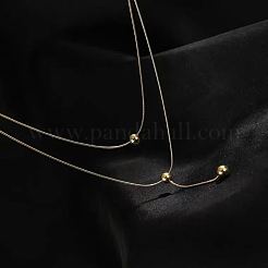304 Stainless Steel Round Ball Double Layer Y Necklaces for Women&nbsp;FS-WG4AF00-02
