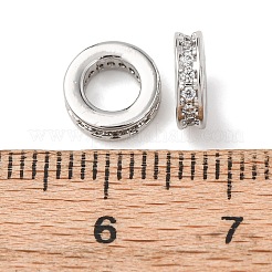 Brass Micro Pave Clear Cubic Zirconia European Beads&nbsp;KK-A279-17P