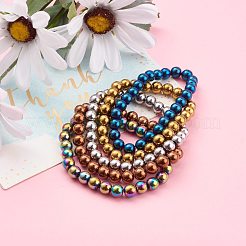 Non-magnetic Synthetic Hematite Beads Stretch Bracelets&nbsp;BJEW-JB05926