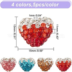 20Pcs 4 Colors Polymer Clay Rhinestone Beads&nbsp;RB-AR0003-17