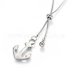Non-Tarnish Adjustable 304 Stainless Steel Lariat Necklaces&nbsp;NJEW-F252-A05