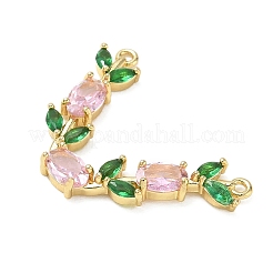 Brass Micro Pave Cubic Zirconia Connector Charms&nbsp;CU-CBA5B4D-03G-01