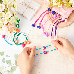 7Pcs 7 Styles Candy Color Acrylic Heart Hair Ties&nbsp;OHAR-CP0001-22B