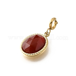 304 Stainless Steel Pave Natural Carnelian(Dyed & Heated) Faceted Oval Pendant Decoration&nbsp;STAS-H202-17G