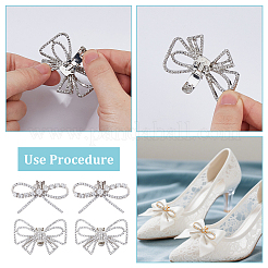 4Pcs 2 Styles Bowknot Alloy Crystal Rhinestone Shoe Decorations&nbsp;FIND-HS0002-07P
