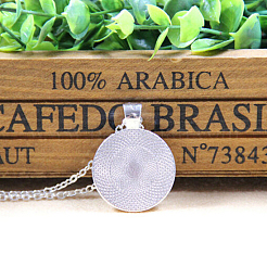 Christmas Reindeer/Stag Pattern Flat Round Glass Pendant Necklaces&nbsp;NJEW-N0051-034C-02