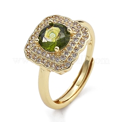 Adjustable Rack Plating Brass Micro Pave Cubic Zirconia Finger Rings for Women&nbsp;RJEW-M028-45G