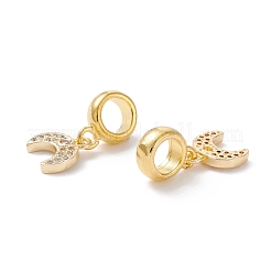Brass Cubic Zirconia European Dangle Charms&nbsp;KK-B037-18G