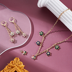 10Pcs 5 Colors Brass Clear Cubic Zirconia Pendants&nbsp;ZIRC-PH0001-49