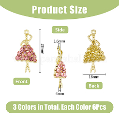18Pcs 3 Styles Alloy with Rhinestone Pendants&nbsp;RB-DC0001-04