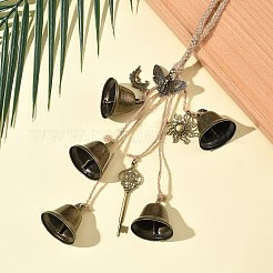 Iron Bell & Alloy Key/Sun/Moon Charm Hanging Ornaments&nbsp;HJEW-JM03430