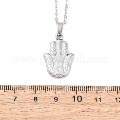 Hamsa Hand 304 Stainless Steel Pendant Necklaces&nbsp;NJEW-H059-01P