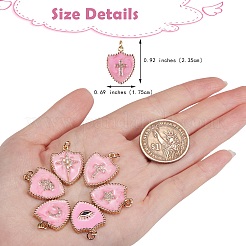 6Pcs 6 Styles Real 18K Gold Plated Brass Micro Pave Clear Cubic Zirconia Enamel Pendants&nbsp;ZIRC-SZ0001-36A