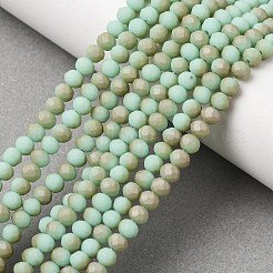 Half Rainbow Plated Faceted Rondelle Glass Bead Strands&nbsp;EGLA-L007-B02-4mm