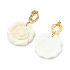 Brass & Natural Freshwater Shell Stud Dangle Earrings&nbsp;EJEW-JE07159
