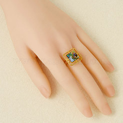 304 Stainless Steel with Natural Shell Cuff Open Rings for Women&nbsp;CE2201-4