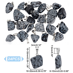 24Pcs Natural Snowflake Obsidian Pendants&nbsp;G-UN0001-16B