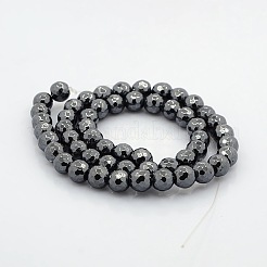 Faceted Round Non-magnetic Synthetic Hematite Beads Strands&nbsp;G-P061-60-8mm