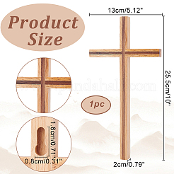 Walnut & Rubber Wood Cross&nbsp;AJEW-WH0041-40