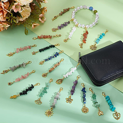 20Pcs Natural & Synthetic Gemstone Chips Pendant Decoration&nbsp;HJEW-PH02093