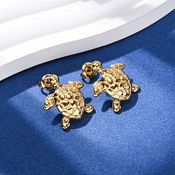 304 Stainless Steel Turtle Stud Earrings&nbsp;EJEW-Z135-02G-02
